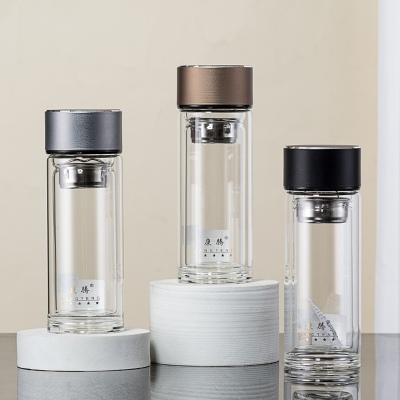 200ML商务玻璃杯男士简约双层泡茶水杯办公礼品杯子