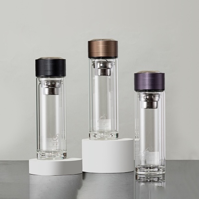 220ML简约商务玻璃杯男士双层泡茶水杯办公礼品杯子