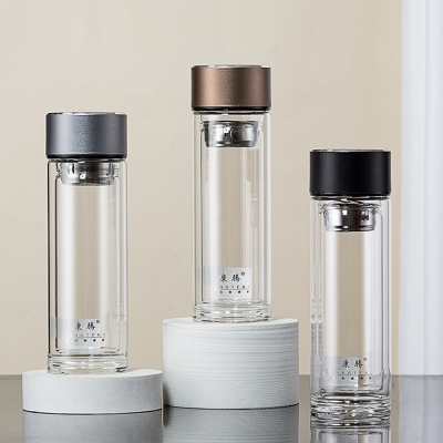 220ML商务玻璃杯男士简约双层泡茶水杯办公礼品杯子