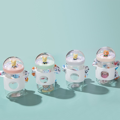 350ML景观小熊玻璃杯（背带）