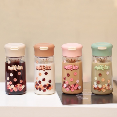 350ML珍珠奶茶系列悦尚塑料杯可爱少女心学生水杯子