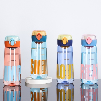 660ML潮流字母撞色塑料杯带茶隔便携户外运动杯子