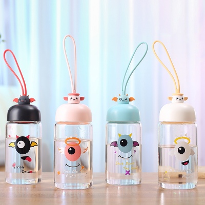 230ML卡通天使与恶魔时尚玻璃杯学生小清新便携水杯