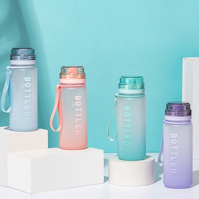 480ML亿本简拾太空塑料杯渐变色磨砂手提杯子（OPP袋）