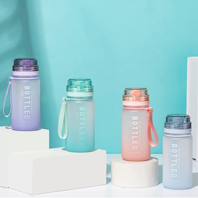 400ML亿本简拾太空塑料杯渐变色磨砂手提杯子（OPP袋）