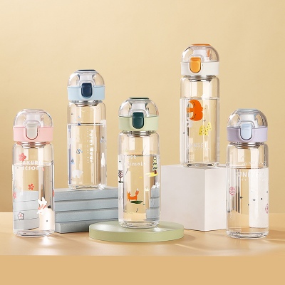 420ML悠然玻璃杯便携带茶隔高颜值女士泡茶水杯