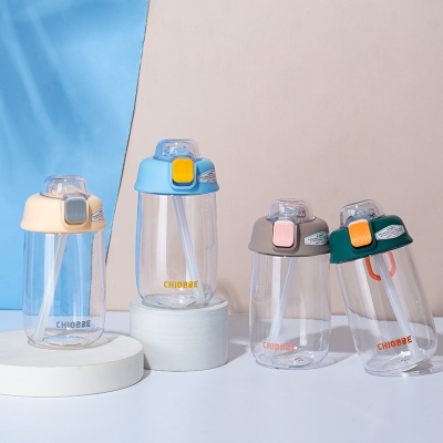 500ML胖胖抽象画系列塑料杯学生情侣弹跳盖吸管水杯