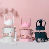 1000ML萌趣大肚玻璃杯简约清新学生大容量吸管杯