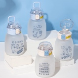 420ML泡面加蛋帽子系列玻璃杯可爱小清新磨砂吸管杯