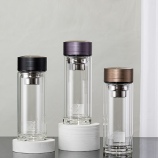 300ML简约商务玻璃杯男士双层泡茶水杯办公礼品杯子