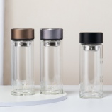 300ML简约商务玻璃杯男士双层泡茶水杯办公礼品杯子