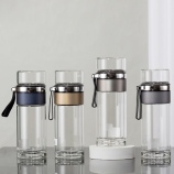 300ML茶艺玻璃杯简约商务男士茶水分离双层泡茶水杯