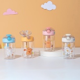 420ML快乐小兔系列塑料杯可爱弹跳盖吸管水杯(彩盒）
