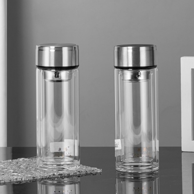 300ML商务玻璃杯男士简约双层泡茶水杯办公礼品杯子