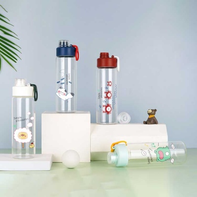 500ml西恩玻璃杯学生情侣小清新可爱便携提手水杯