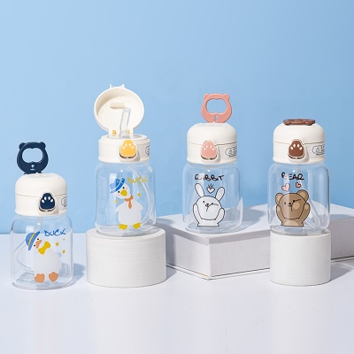 350ml熊爪动物系列吸管玻璃杯