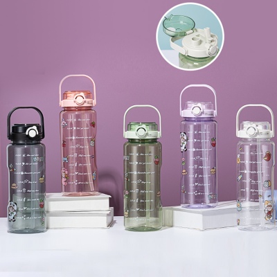 2000ML透明双饮直身塑料杯(OPP袋）