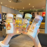 400ML萌宠一家玻璃杯可爱少女心公仔手绳便携随手杯