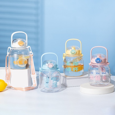 1000ML迷你吨吨塑料杯大容量弹跳盖吸管水杯（彩盒）