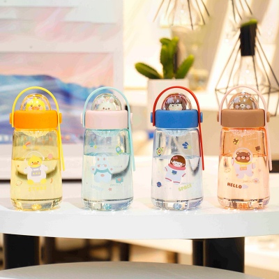 420ML卡通太空人塑料杯微景观便携手提水杯(彩盒）