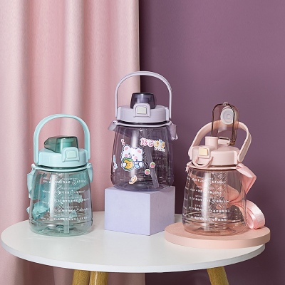 1100ML大容量双饮大肚杯带滤网吸管塑料杯（OPP袋）