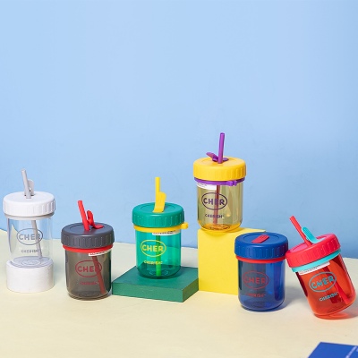 300ML有思系列吨吨塑料杯创意潮流便携吸管水杯(彩盒）