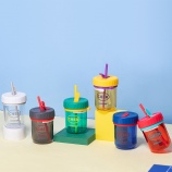 300ML有思系列吨吨塑料杯创意潮流便携吸管水杯(彩盒）