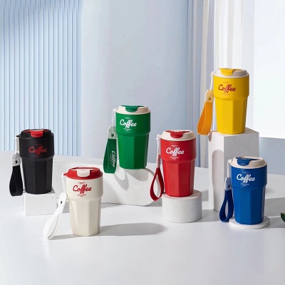 420ML小号挂绳咖啡保温杯304不锈钢男女士商务水杯