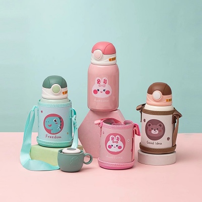 500ML小萌兔萌萌保温杯316不锈钢一杯两盖儿童水杯