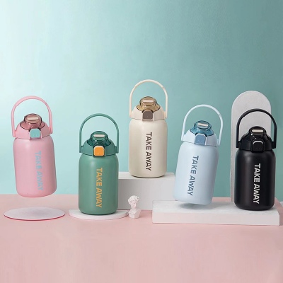 850ML时尚简约新奢BIG保温杯304不锈钢弹跳盖吸管杯