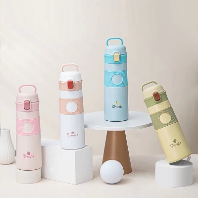 550ML水果沙拉酷乐直饮弹盖保温杯304不锈钢水杯