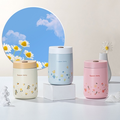 400ML四季花语焖烧杯304不锈钢保温杯便携焖烧罐