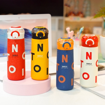 350ML英文手提款汉慕思保温杯304不锈钢弹跳盖水杯