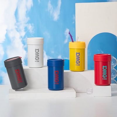 420ML时尚简约吨吨保温杯304不锈钢迷你便携吸管杯