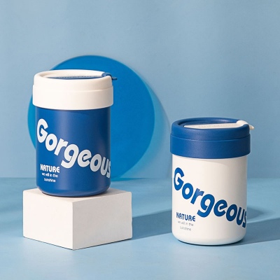 340ML简约时尚吨吨保温杯304不锈钢迷你便携吸管杯