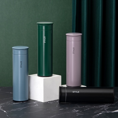 450ML小清新欧格保温杯男女士纯色商务办公直身水杯