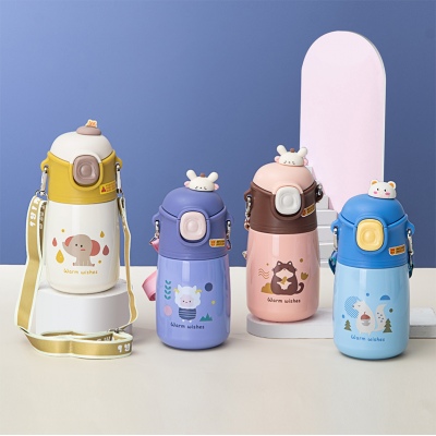 500ML卡通小萌兔玩偶小童保温杯316不锈钢可爱吸管杯