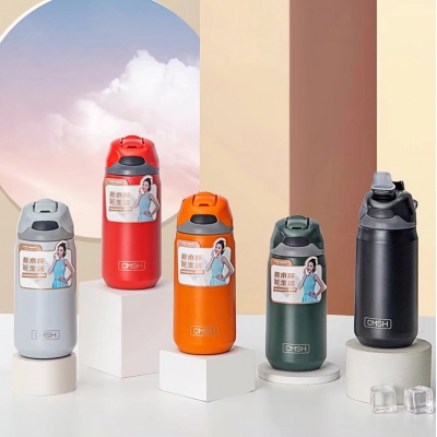 410ML运动保温杯316不锈钢潮酷户外健身杯弹盖吸管杯