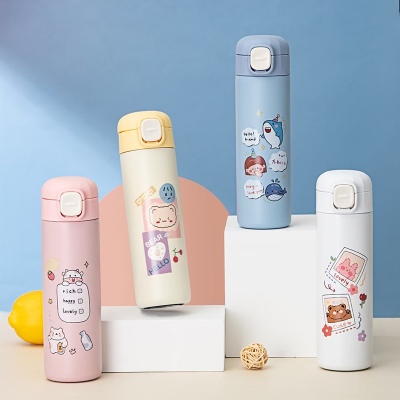 450ML海豚系列弹跳保温杯304不锈钢卡通可爱杯子