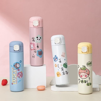 450ML福气满满弹跳保温杯304不锈钢小清新可爱水杯