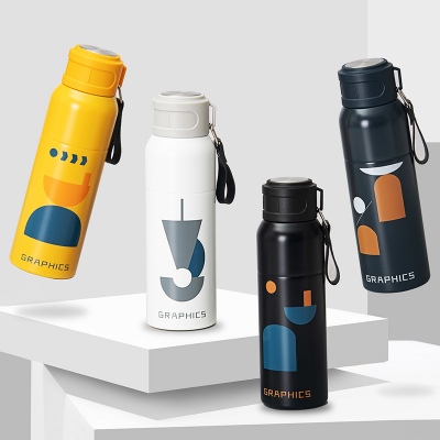 500ML创意几何漫步太空保温杯304不锈钢便携运动水杯