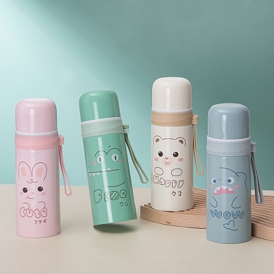 350ML萌萌表情塑吊保温杯304不锈钢可爱子弹头水杯