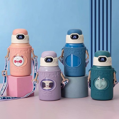 500ML温显盖硅胶套果冻吸管盖儿童保温杯可爱吸管水杯