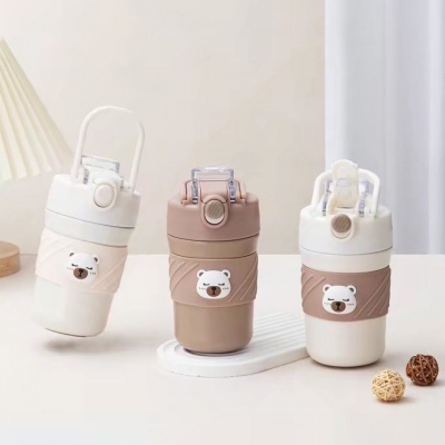 450ML新奢双饮咖啡保温杯304不锈钢男女士便携随手杯