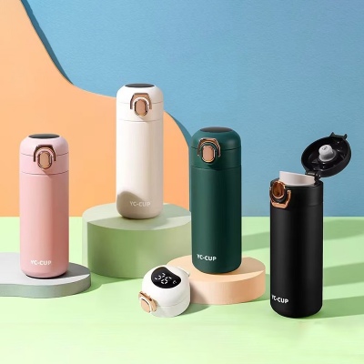 480ML橡胶漆倾心弹跳（温度盖）保温杯304不锈钢水杯