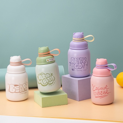 500ML圆圆吸管保温杯304不锈钢卡通可爱便携大肚杯