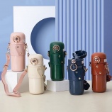 480ML皮套米豆豆吸管弹跳杯304不锈钢男女士商务水杯