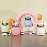 650ML炸弹猫吸管大肚保温杯304不锈钢简约可斜挎水杯