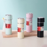 420ML真空保温杯简约纯色304不锈钢便携提手杯子