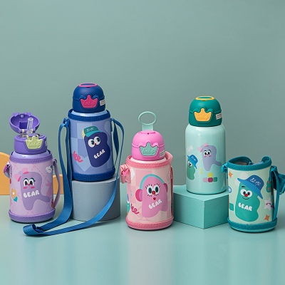500ML卡通加冕系列儿童保温杯304不锈钢一杯两盖水杯